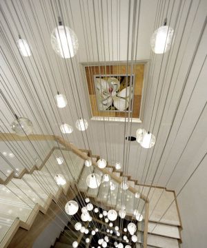 现代公司楼梯间简约吊灯装修设计效果图片