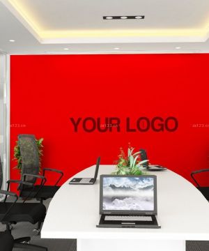 简约公司红色背景墙墙面装修效果图片