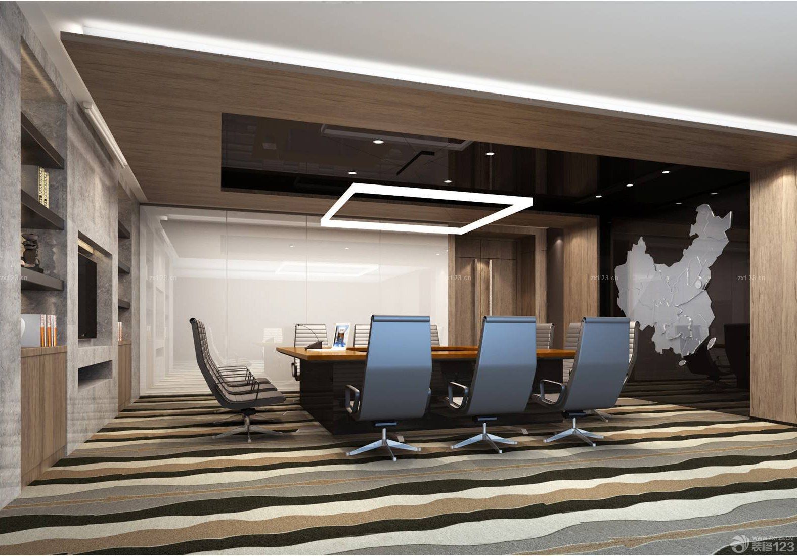 2023简约公司会议室塑钢板吊顶装修效果图片