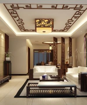 中式新古典风格带屏风的客厅图片