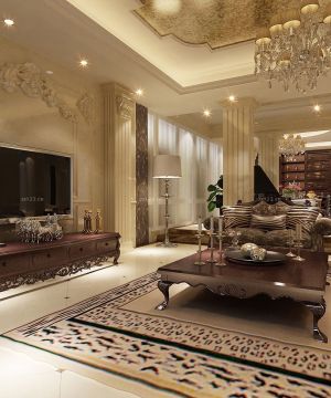 欧式豪华家装客厅满贴墙砖效果