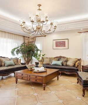 美式别墅客厅组合沙发装修效果图