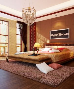 中式简约装修风格客厅变卧室效果图