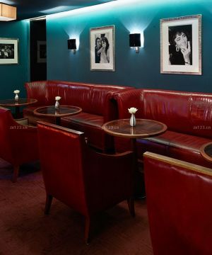 时尚小型酒吧室内蓝色墙面装修效果图片