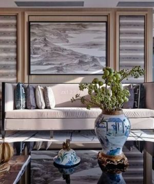 新中式客厅沙发背景墙装饰设计