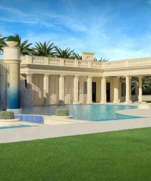 美式奢华别墅游泳池装修效果图