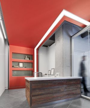 红色公司办公室背景墙设计效果图