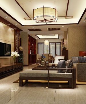 现代中式客厅装修效果图大全2023图片 别墅客厅装修效果图