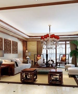现代中式客厅装修效果图大全2023图片 大型别墅设计