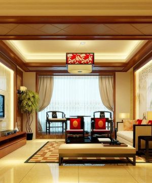 现代中式客厅装修效果图大全2023图片 客厅沙发背景墙装饰