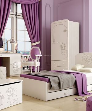 10平方紫色卧室设计装修效果图