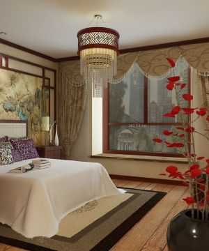 最新中式风格有飘窗的卧室效果图