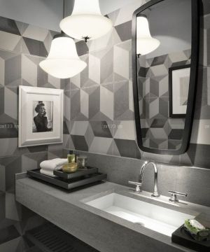 黑白室内装潢卫生间瓷砖效果图