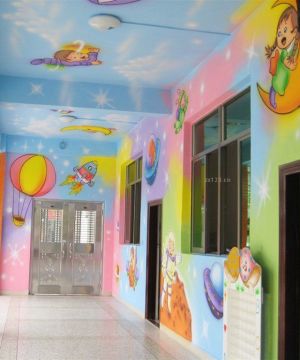现代幼儿园走廊装修图片