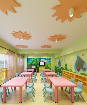 高档幼儿园教室背景墙设计装修图片