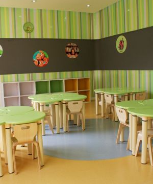 幼儿园室内设计教室条纹壁纸装修效果图片