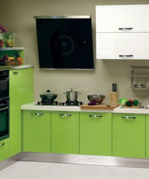 装修效果图大全2023图片厨房 绿色橱柜装修效果图片