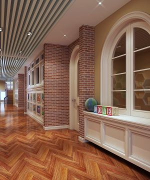 贵族幼儿园走廊背景墙装饰设计效果图片