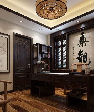 中式书房装饰画装修效果图片