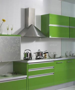 小厨房绿色橱柜装修效果图片欣赏