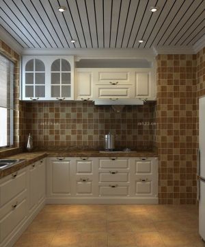美式家居风格厨房灶台设计装修效果图片