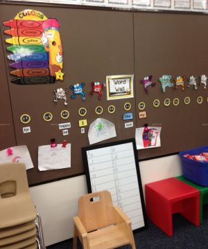 最新美式幼儿园照片墙设计图片