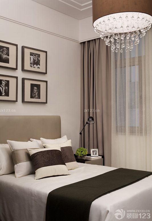 现代美式风格灰色窗帘装修效果图片