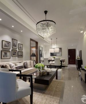现代美式客厅沙发背景墙装修效果图