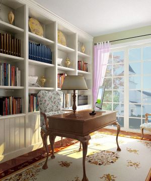 现代美式风格别墅浪漫书房装修效果图