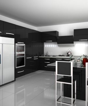 最新厨房黑色橱柜装修效果图片