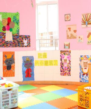 现代幼儿园粉色墙面设计装修效果图片 