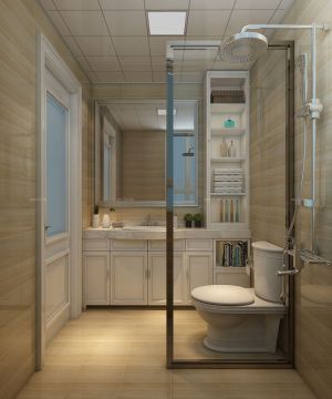 欧式新古典风格厕所玻璃隔断装修效果图