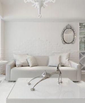 现代时尚客厅白色墙面装修效果图片