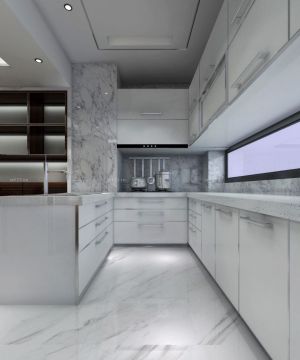 时尚室内长方形厨房装修效果图