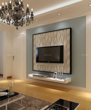 现代风格别墅设计电视背景墙壁纸图片