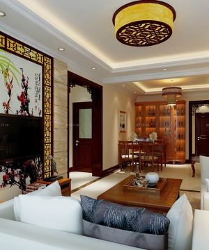 中式家装风格电视背景墙壁纸图片