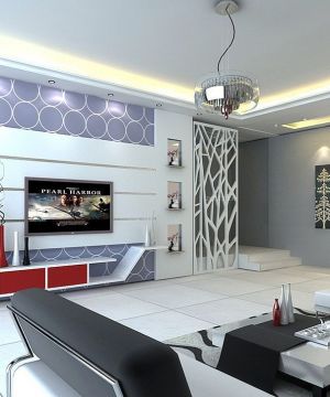 最新客厅石膏板电视背景墙面装修效果图片