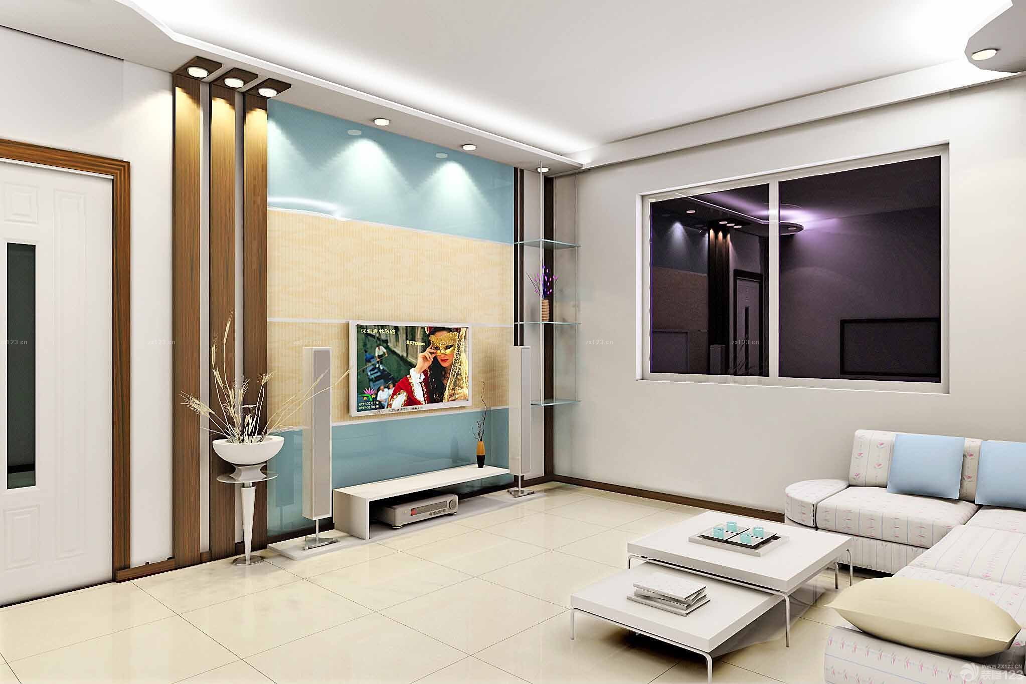 地中海风格客厅电视背景墙装修设计效果图片