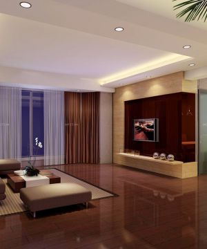 新古典风格客厅纯色窗帘装修效果图片