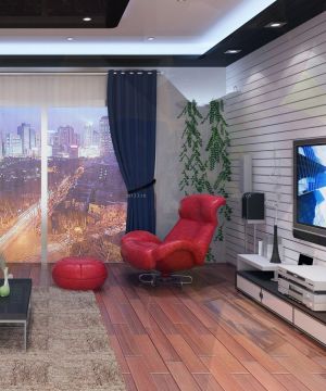 现代别墅卧室电视背景墙设计效果图