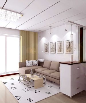 现代简约客厅石膏板吊顶装修设计效果图