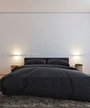 现代卧室硅藻泥背景墙装修效果图片