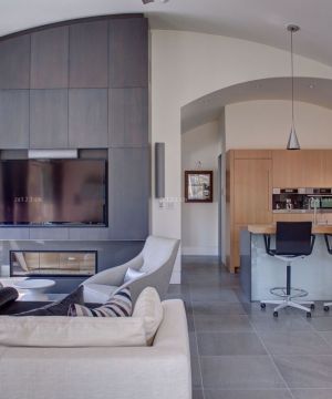 现代别墅设计液晶电视背景墙装修效果图片