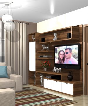 现代客厅电视墙装修设计效果图