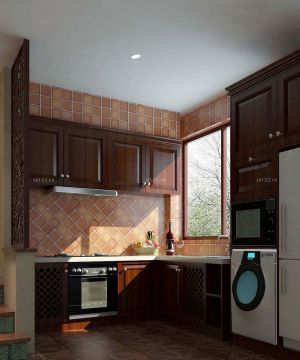 美式120平米房子小厨房设计装修图