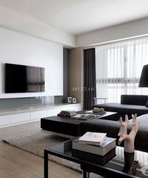 黑白室内装潢简单电视墙效果图