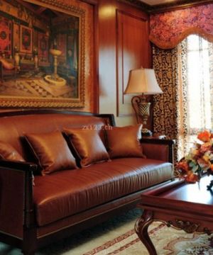 欧式古典风格真皮沙发装修效果图片