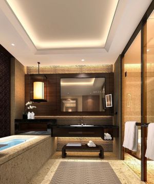 中式古典风格酒店厕所装修效果图片