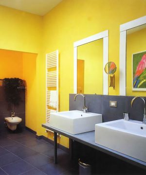 100平米房子卫生间黄色墙面装修效果图片