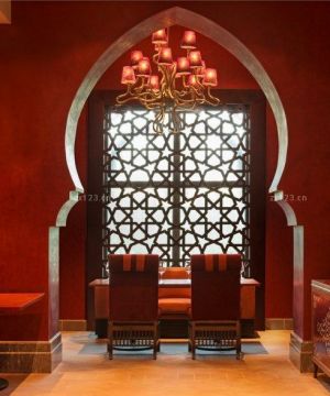 东南亚风格酒吧红色墙面装修效果图片